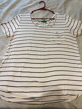 dip White Tee with Black Stripes and Pocket